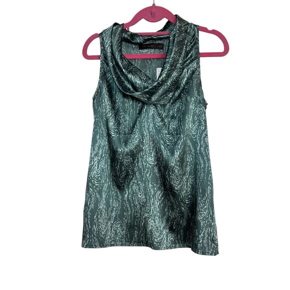 Express Blouse Top Womens XS Green Swirl Pattern Sleeveless Casual Classic NWT - Picture 1 of 8